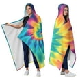 thumbnail image 2 of Wearable Blanket,Colorful Rainbow Tie Dye Spiral Pattern Hooded Wearable Sherpa Blanket for Adults & Teens,Winter Poncho Shawl Wrap Cape Thick Warm,60"x80", 2 of 5