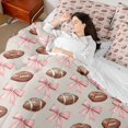 thumbnail image 3 of Erosebridal Football Print Bedding Comforter Set 7-Piece for Boys Girls,Kids Teens Sport Theme Pink Bowknot King Bedding Sets,Luxury Bedroom Decor, 3 of 6
