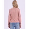 thumbnail image 3 of DARING DIVA Women's Peplum Hem Button Down Collarless Jean Jacket L Dusty Pink, 3 of 6