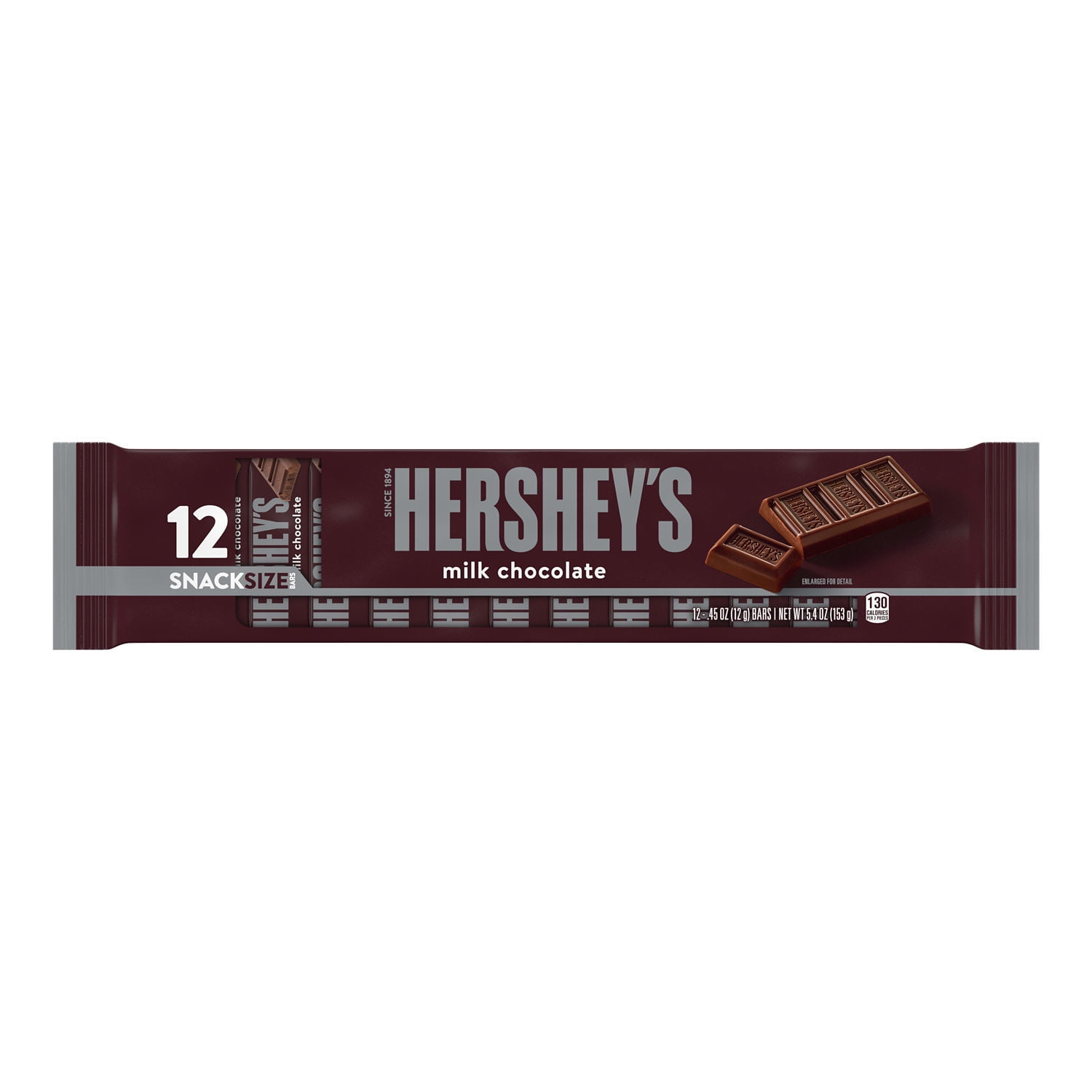 Hershey's, Milk Chocolate Snack Size Candy, 0.45 oz, Bars 12 Ct