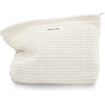 thumbnail image 1 of Bolsa de maquillaje de tela para cosméticos con cierre de lona para mujeres, color blanco, linda coqueta, grande, cartuchera preppy, organizr de aseo, accesorios de viaje, 1 of 4