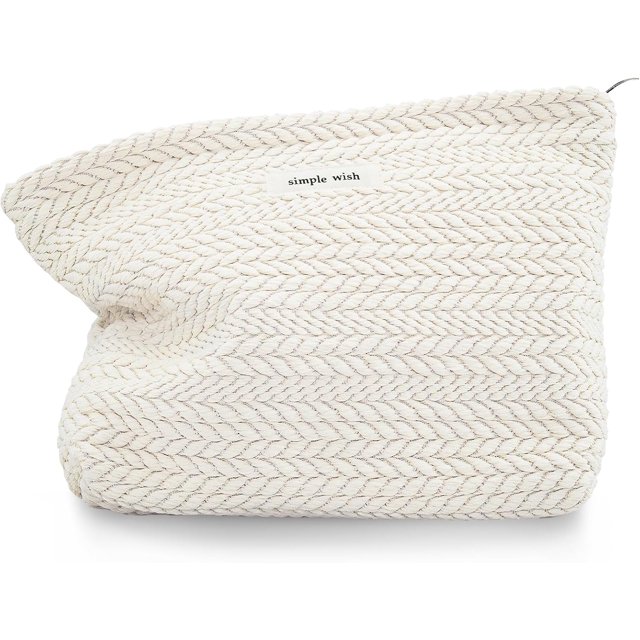 Bolsa de maquillaje de tela para cosméticos con cierre de lona para mujeres, color blanco, linda coqueta, grande, cartuchera preppy, organizr de aseo, accesorios de viaje