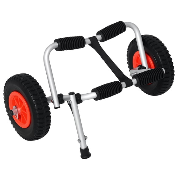 Soozier Kayak Cart Dolly with Flat-Free Wheels and Aluminum Frame, Silver