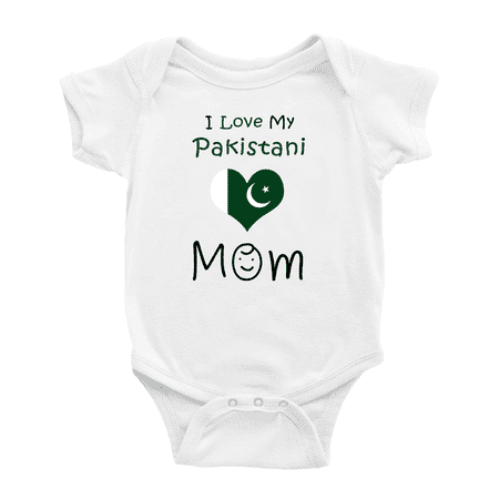 

I Love My Pakistani Mom Cute Baby Romper Bodysuit For Boy Girl (White 0-3 Months)