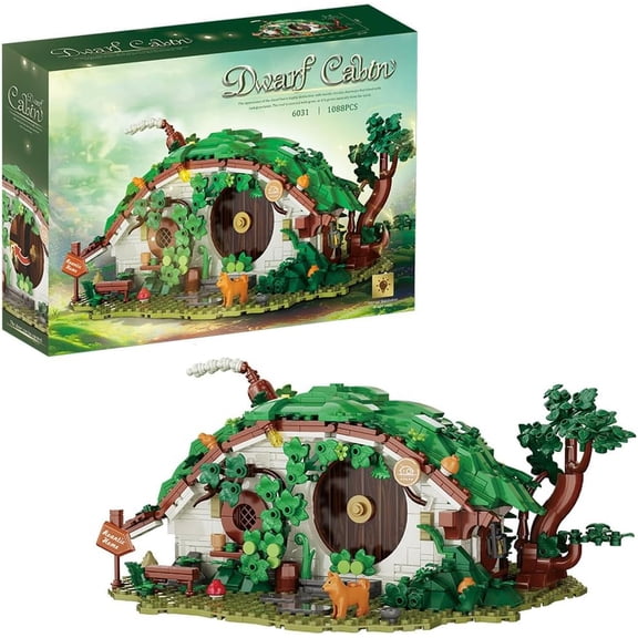 Forest Dwarf Cabin Building Set with Light, Collectible Movie Theme Set for Adults - 1,088 Pieces Display - Buildable Elf House Architecture Model kit, Magic Adventure Gift Idea for Fans