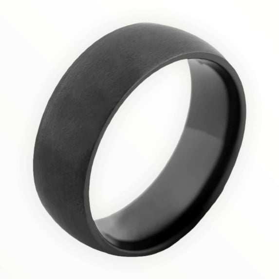 Black Zirconium Men’s Wedding Band | Domed Design | 6mm, 7mm or 8mm Comfort Fit Men's Engagement Ring | Lifetime Warranty