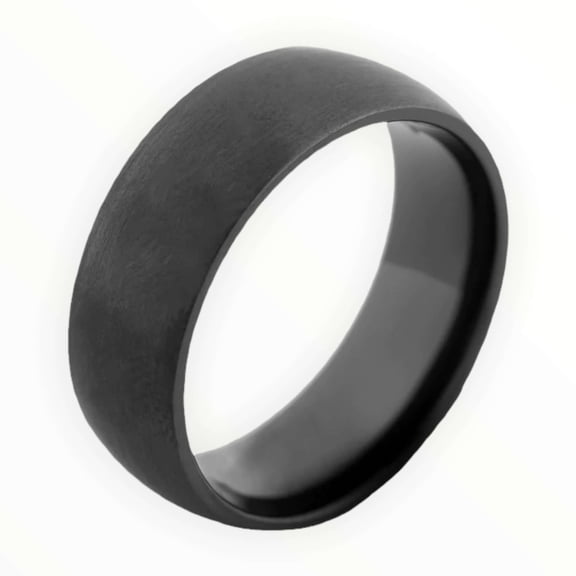Black Zirconium Men’s Wedding Band | Domed Design | 6mm, 7mm or 8mm Comfort Fit Men's Engagement Ring | Lifetime Warranty