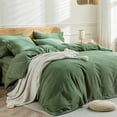 thumbnail image 3 of Cotton Duvet Cover Queen Size Pinstriped Comforter Cover with Button Washed Cotton Breathable Soft Solid Bedding Set Duvet Cover ×in & Pillowcases (NO Comforter), 3 of 9