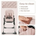thumbnail image 2 of INFANS Baby High Chair, Convertible Quick Folding Portable Highchair for Babies and Toddlers with Adjustable Height Backrest Footrest 2 Wheels Removable Tray, Easy to Clean PU Seat, 2 of 9