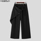 thumbnail image 3 of INCERUN 2024 Pantalones de estilo coreano, pantalones de moda para hombre con laterales desmontables, ropa de calle masculina, diseño de deconstrucción, pantalones sólidos S-5XL, 3 of 5