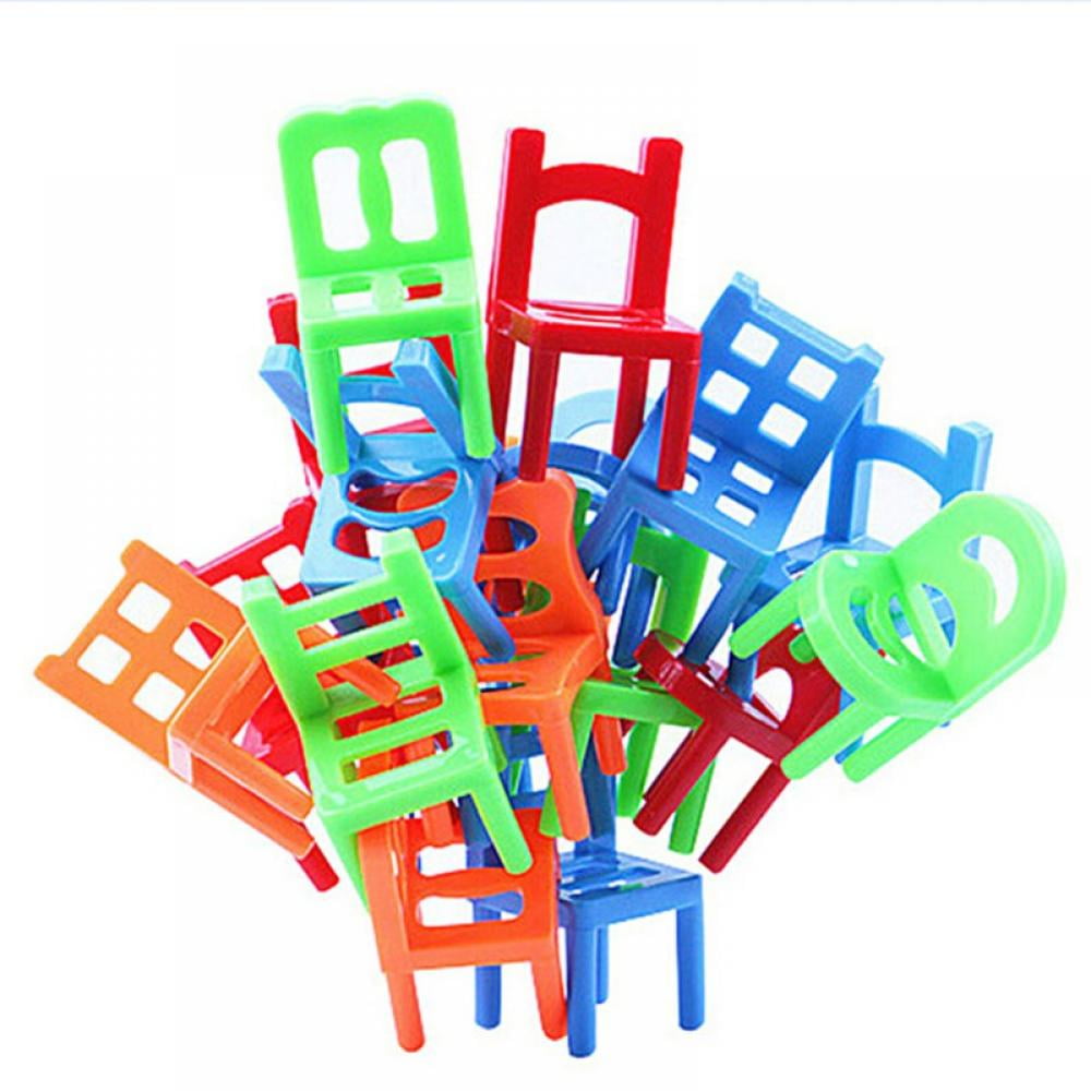 18pcs/ Set Balancing Toys Plastic Chairs Stacking Mini Stacking Plastic Chair Toy Intelligence Multiplayer Toys Children Party Game Desk Play Game Toys for Kid 
