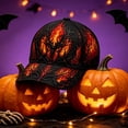thumbnail image 5 of Gothic Flame Baseball Cap, Adjustable Curved Bill Hat, Spooky Party Accessory for Men Women, Black Fire Embroidered Cap, Alternative Streetwear​, Red, 5 of 5