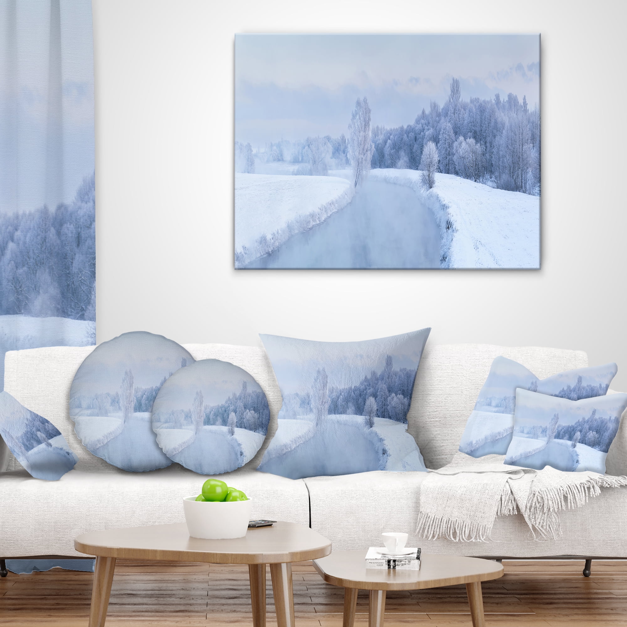 Designart 12" x 20" Blue Polyester Throw Pillow