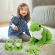 MaoGoLan 4pcs Frog Stuffed Animals 15.7'' Plush Frog Pillow with 3 Frog Babies Plush Toy