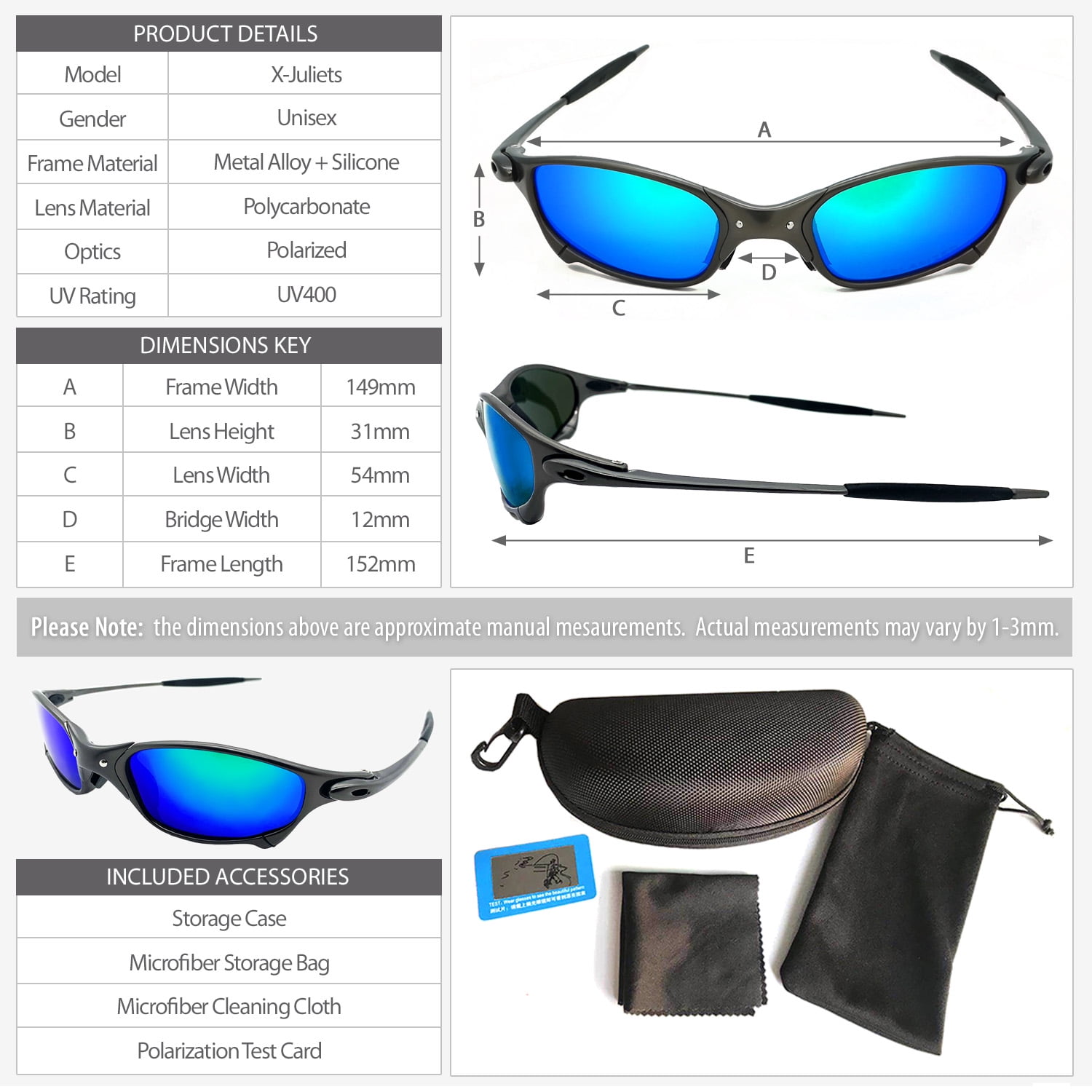 Cyclops X-Juliets Metal Frame Polarized UV400 Jade Iridium Sunglasses