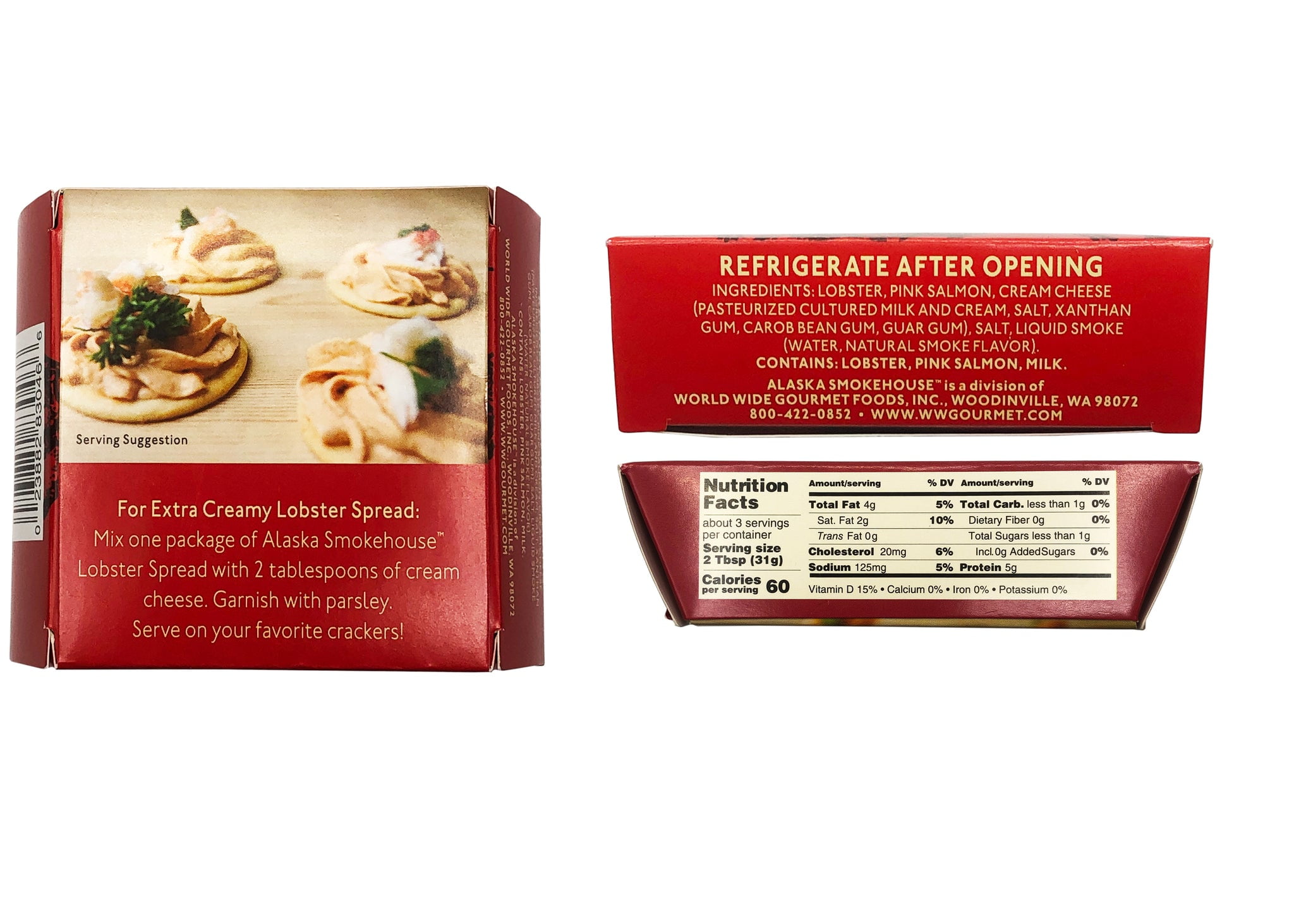 (3 pack) Alaska Smokehouse 3.25oz Lobster Spread Tin, Made with Wild Caught Atlantic Lobster and Cream Cheese