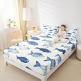 thumbnail image 3 of Castle Fairy Watercolor Striped Fish Bed Sheets 4-Piece,Dot Scale Aquatic Silhouette Full Size Sheets,Navy White,1 Fitted Sheet,1 Flat Sheet and 2 Pillowcases, 3 of 6