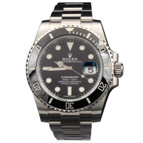 Pre-Owned Mens Rolex Stainless Steel Submariner Watch Ref. 116610 Black Ceramic