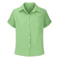 thumbnail image 6 of YUQIN Girl's Tops Classic Solid Color Short Sleeve Shirts For Girls Button Down Shirt Casual Blouse Everyday Solid Color Fashion Top Stylish T Shirts, 6 of 6