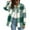 Green#003, variant on Women's Jacket Plaid Shacket Lapel Button Down Long Sleeve Shirt Plaid Casual Tops Yellow S