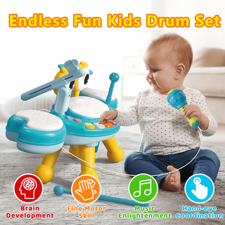 Liegorji Kids Musical Microphone and Drum Set, 14.57