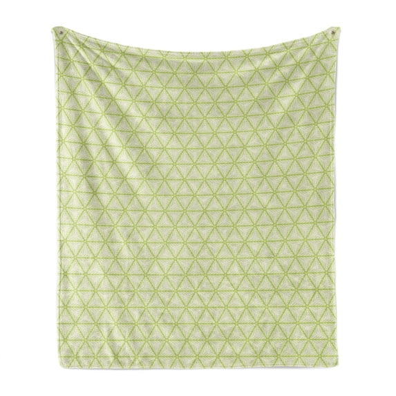 Abstract Soft Flannel Fleece Blanket, Continuous Minimalistic Contemporary Triangles Bicolored Illustration, Cozy Plush for Indoor and Outdoor Use, 50" x 60", Pale Green and Eggshell, by Ambesonne