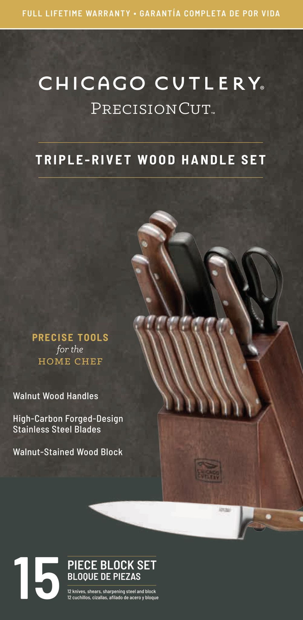 Chicago Cutlery Precision Cut 15-Piece Knife Block Set 1134513