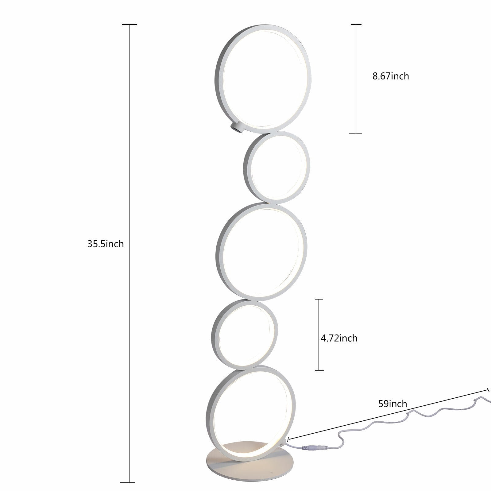 TFCFL 5 Rings LED Floor Lamp Night Corner Standing Light Reading Lamp For Living Room Bedroom Decor