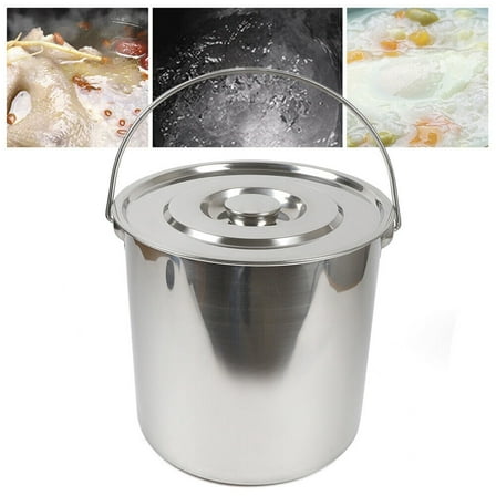 304 Stainless Steel Bucket with a Lid 20L Capacity Silver Water Ice Bucket