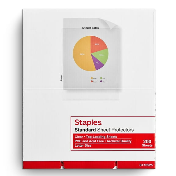 Staples Standard Weight Sheet Protector 8.5" x 11" Clear 200/Box (10525) ST10525-CC
