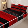 thumbnail image 3 of jejeloiu Bold Paisley Zipper Twin Comforter Sets with Fitted Sheet and 2 Pillowcases For Men Women,Striped Print Zipper Bedding Set,Red Black,Black Reversible,4 Pieces, 3 of 7