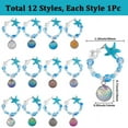 thumbnail image 2 of 12Pcs Glass Seed Wine Glass Charms with Resin Charms Brass Wine Glass Charms Ring Deep Sky Blue 47mm, 2 of 6