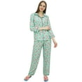 thumbnail image 3 of Bimba Women's Sleepwear Full Sleeve Green Pajama Set With Shirt Nightwear-4, 3 of 5