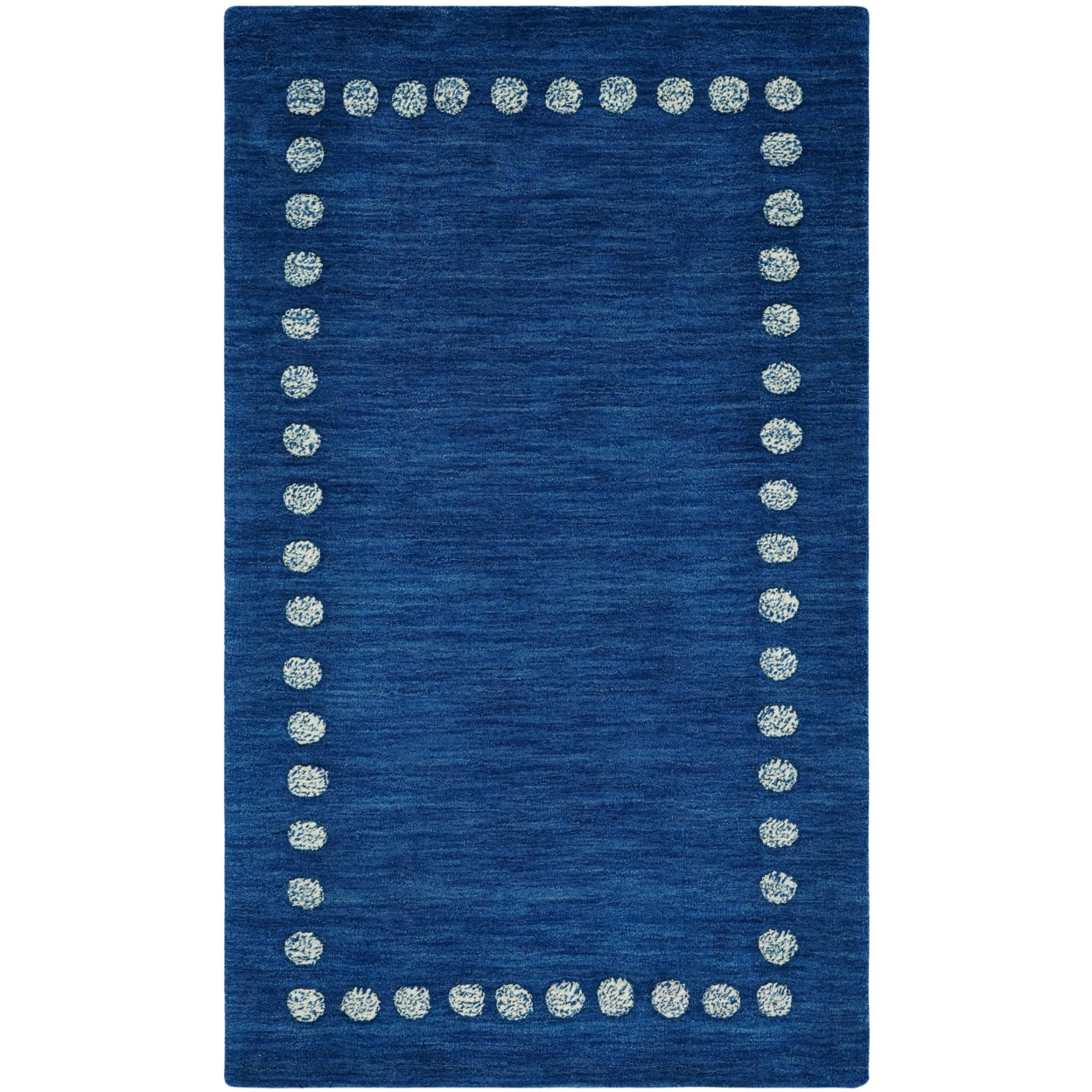 SAFAVIEH Kids Dotted Border Area Rug, Navy, 3' x 3' Square
