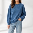 thumbnail image 3 of Lmnyox Sweatshirts for Women Vintage Loose Solid Color Crew Neck Pullover Casual Long Sleeve Tops, 3 of 7
