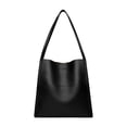 thumbnail image 1 of Bolso de hombro de cuero de las mujeres Bolso del cubo de la taleguilla de las señoras de la moda para conmutar Negro, 1 of 8