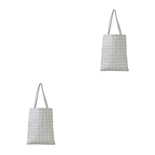 Jumpingount Bolso de hombro de lona, bolso de mano estampado, cuaderno para estudiantes, bolso cuadrado, viaje, vacaciones, escuela, paquete Cuadros grises 2piezas