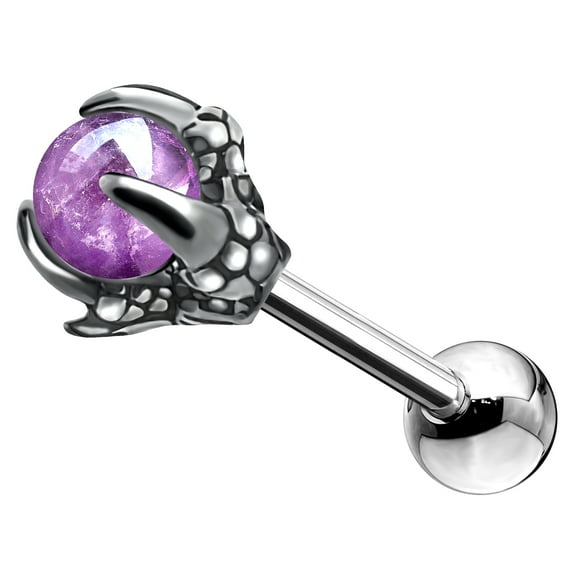 OUFER Claw Helix Studs 316L Surgical Steel Tragus Earrings Dragon Claws Holding Natural Gem Cartilage Earing Ear Body Piercing Jewelry Helix Earrings Piercing