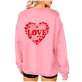 thumbnail image 4 of Womens Valentines Oversized Sweatshirt Long Sleeve Heart Love Graphic Shirts Crewneck Cute Pullover Sweater Tops, L Pink, 4 of 7
