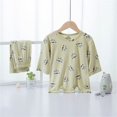 thumbnail image 3 of Kids Cotton Pajamas Set Girls Boys Pjs 3/4 Sleeve Pullover Pants Cute Soft 2 Piece Loungewear Sleepwear Green, 11 Years, 3 of 3