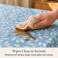 thumbnail image 5 of ComfiTime Vinyl Tablecloth - 52 x 70 Wipeable Plastic Table Cover, Flannel-Backed, Waterproof, Easy-Clean, Leafy Vines, 5 of 10