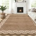 thumbnail image 2 of Hasoo Washable Living Room Area Rug 8x10 Large Modern Scalloped Border Soft Stain Resistant Indoor Brown Carpet, 2 of 5