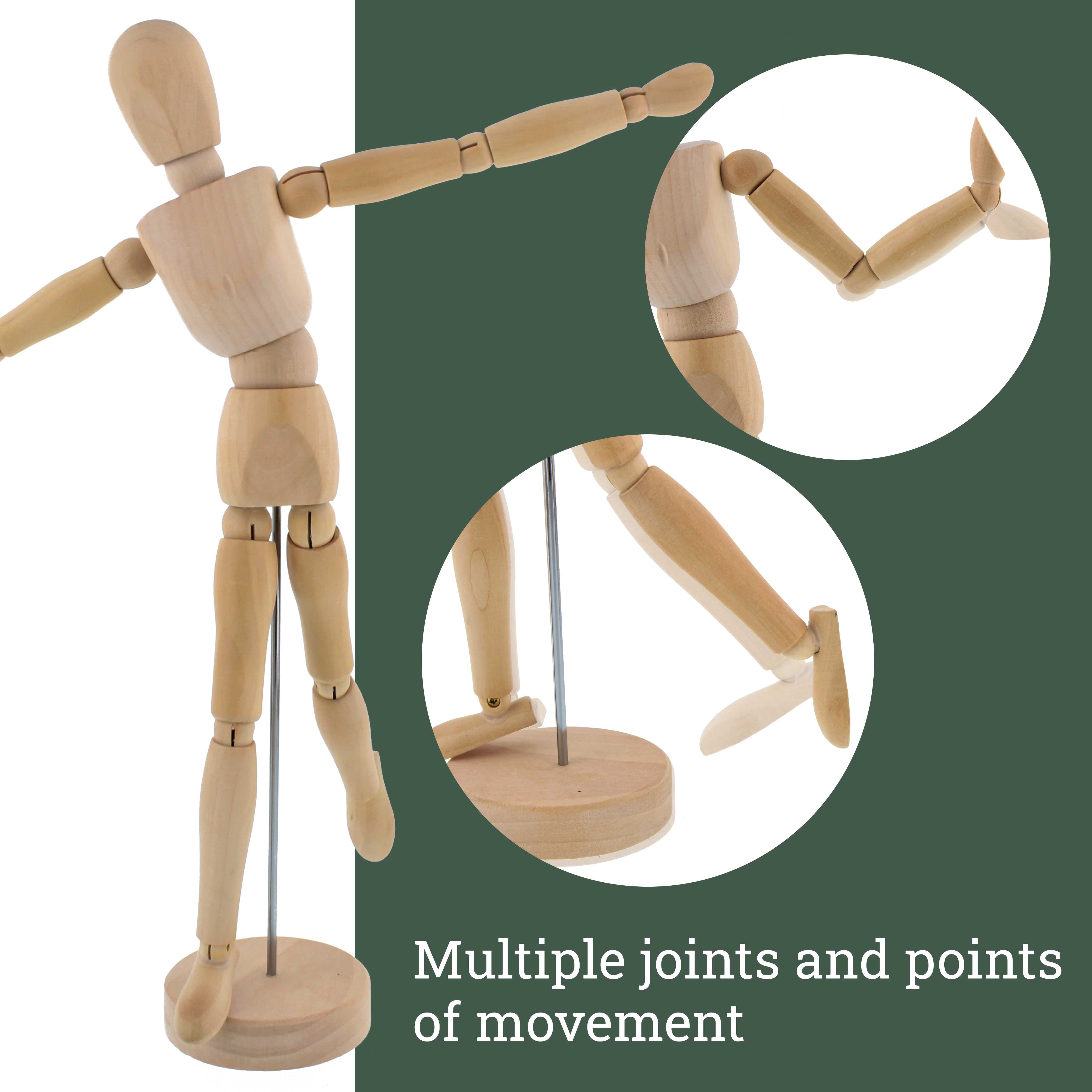 US Art Supply 12" Male Manikin Set of 6 Wooden Art Mannequin Figure