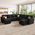 thumbnail image 5 of Marrber U-Shaped Sectional Sofa with Pull Out Bed and Storage, Modern Convertible Sleeper Sectional for Living Room, Apartment, Includes 2 Chaise Lounges, Black Velvet Fabric, 5 of 8