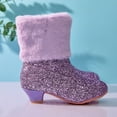 thumbnail image 4 of Quealent Toddlers/Little Girls Boots,Glitter Warm Winter Snow Shoes with Cotton Lining Purple for Size 11.5, 4 of 9