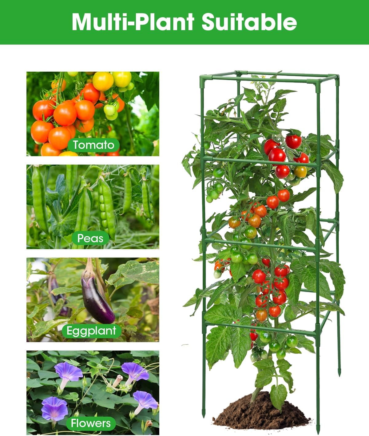 Square Tomato Cages Heavy Duty Plant Support Stake Tower for Garden Climbing Plants Tomato Cucumber Vegetables