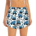 thumbnail image 2 of Rateoe Blue Excavator Printed 2 in 1 Women's Workout Shorts for Athletic Gym Running Shorts with Phone Pockets-Medium, 2 of 7