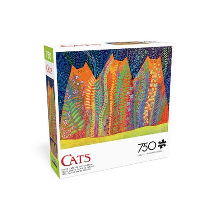 Buffalo Games Three Cats in the Garden 750-Piece 24 x 18-Inch Interlocking Jigsaw Puzzle for Adults Ages 14+