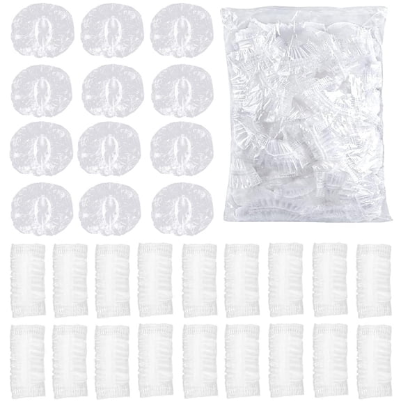Bexikou 400Pcs Disposable Ear Covers,Ear Protectors,Waterproof Plastic Shower Ear Protector Caps for Bathing Accessories,Clear Ear Shower Coversfor Hair Dye, Shower, Spa
