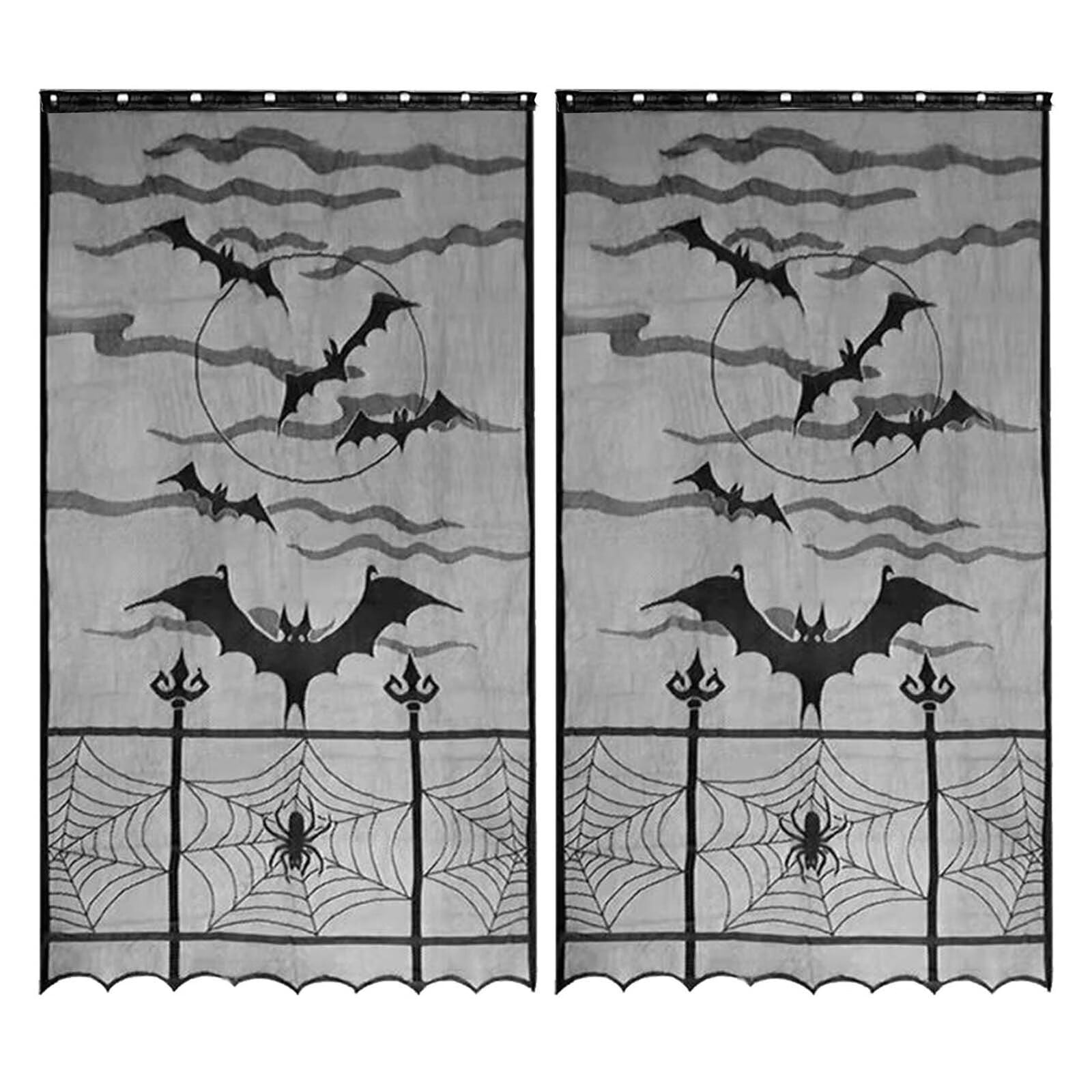 Halloween Home Decor Halloween Door Curtain Bat Black Lace Curtain
